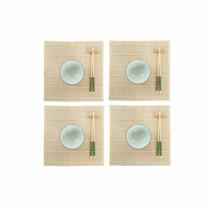 Set de Sushi DKD Home Decor 14,5 x 14,5 x 31 cm Verde Gresie Oriental (16 Piese)