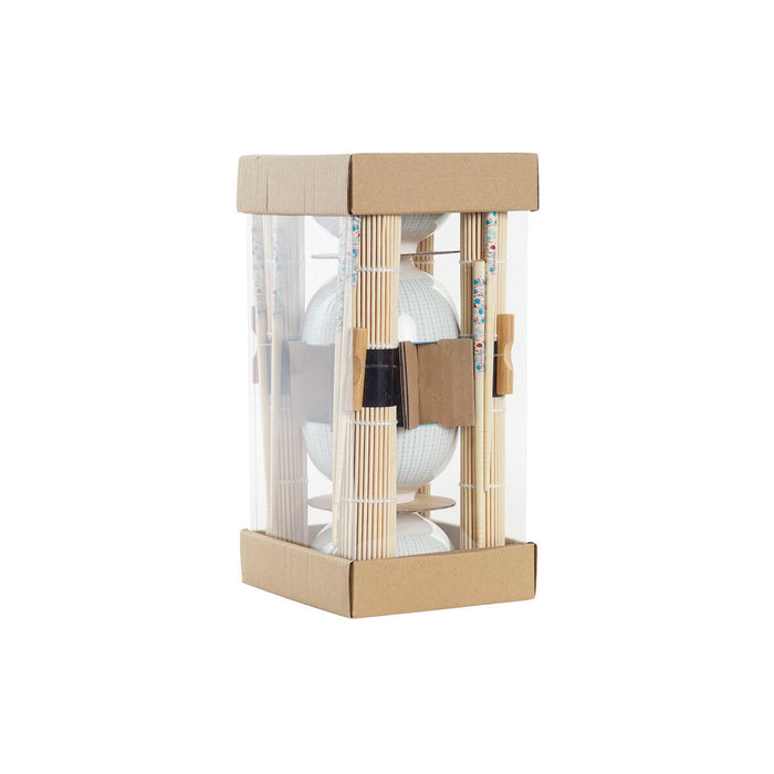 Set de Sushi DKD Home Decor 14,5 x 14,5 x 31 cm Albastru Alb Gresie Oriental (16 Piese)