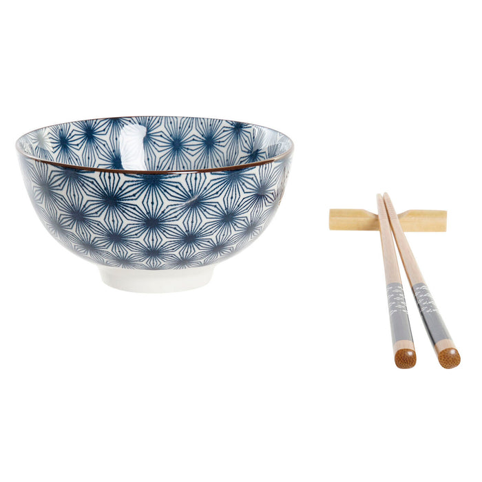 Set de Sushi DKD Home Decor Bambus Gresie Albastru Oriental 30 x 21 x 7 cm (6 Piese)