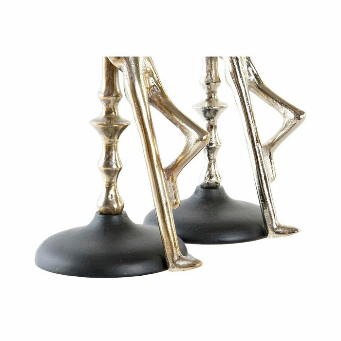 Candelabru DKD Home Decor 15 x 20 x 41 cm Șampanie Negru Aluminiu Modern (2 Unități)