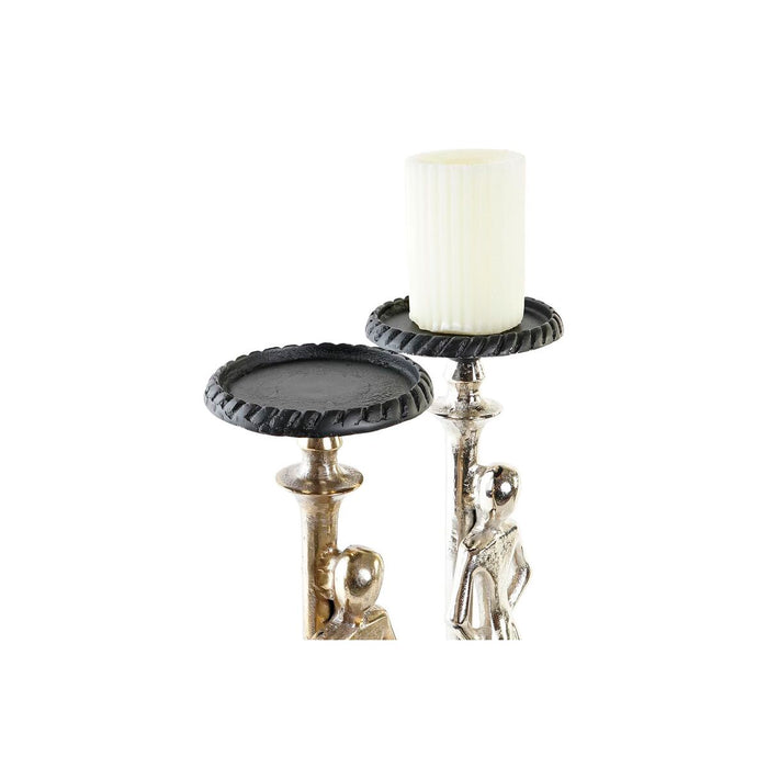 Candelabru DKD Home Decor 15 x 20 x 41 cm Șampanie Negru Aluminiu Modern (2 Unități)