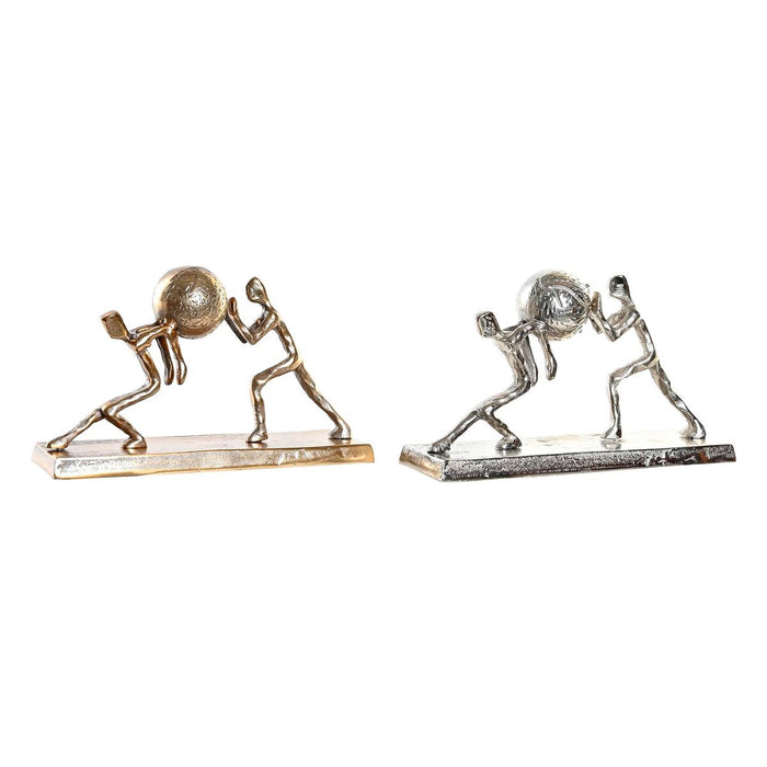 Figură Decorativă DKD Home Decor 33 x 10 x 19 cm Șampanie Argintiu (2 Unități)