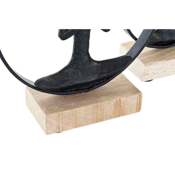 Figură Decorativă DKD Home Decor 23 x 10 x 27 cm Negru Maro Yoga (2 Unități)