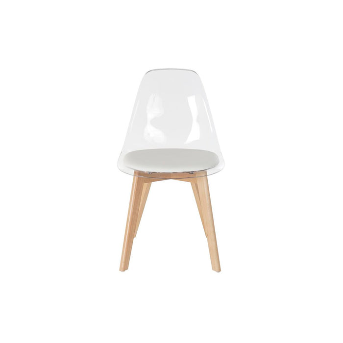 Scaun de Sufragerie DKD Home Decor Alb Transparent Natural 54 x 47 x 81 cm