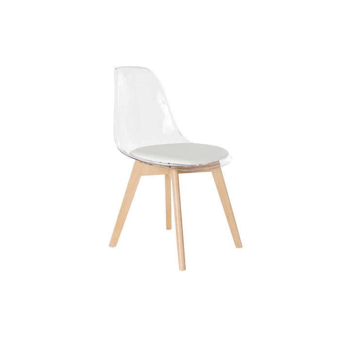Scaun de Sufragerie DKD Home Decor Alb Transparent Natural 54 x 47 x 81 cm