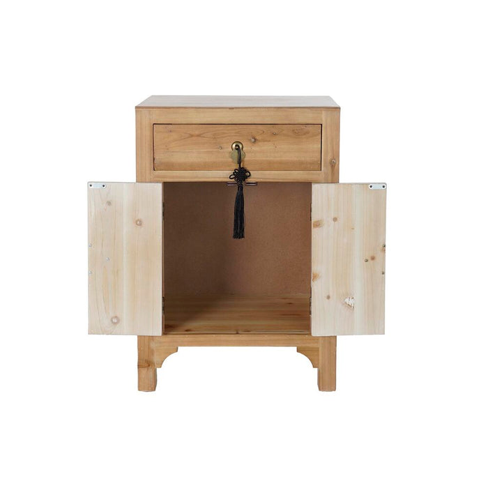 Noptieră DKD Home Decor Negru Roșu Natural Brad Lemn MDF 45 x 34 x 66 cm