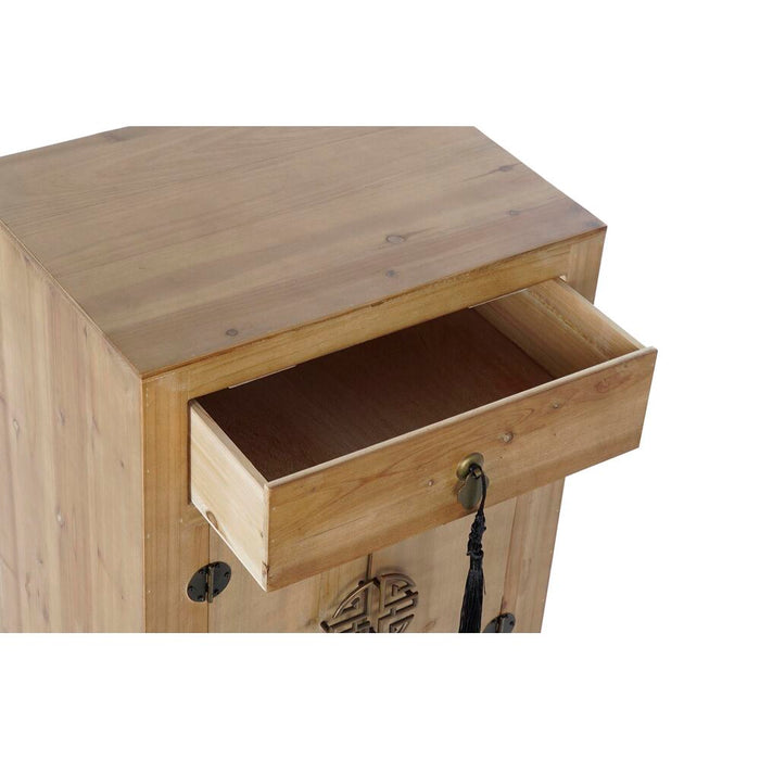 Noptieră DKD Home Decor Negru Roșu Natural Brad Lemn MDF 45 x 34 x 66 cm