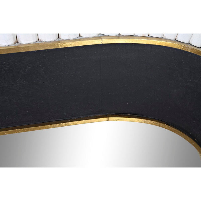 Oglindă de perete DKD Home Decor Negru Auriu* Crem Lemn de mango Modern (154 x 4 x 92 cm)