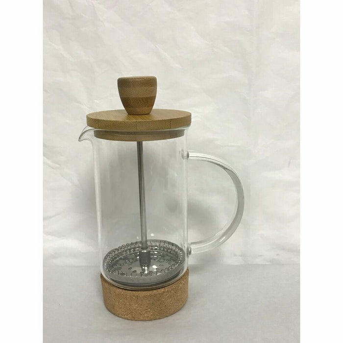 Cafetieră cu Piston DKD Home Decor Transparent Natural Bambus Sticlă borosilicată 350 ml 16 x 9 x 18,5 cm