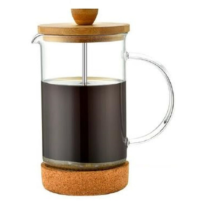 Cafetieră cu Piston DKD Home Decor Transparent Natural Bambus Sticlă borosilicată 350 ml 16 x 9 x 18,5 cm