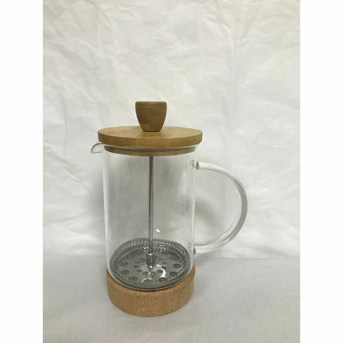 Cafetieră cu Piston DKD Home Decor Transparent Natural Bambus Sticlă borosilicată 600 ml 16 x 9 x 18,5 cm