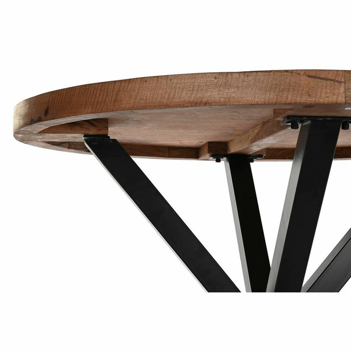 Masă de Sufragerie DKD Home Decor Negru Natural Metal Salcâm Lemn de salcâm 101 x 101 x 79 cm 100 x 100 x 76 cm