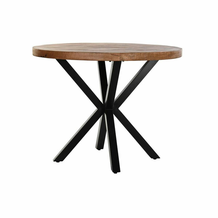 Masă de Sufragerie DKD Home Decor Negru Natural Metal Salcâm Lemn de salcâm 101 x 101 x 79 cm 100 x 100 x 76 cm