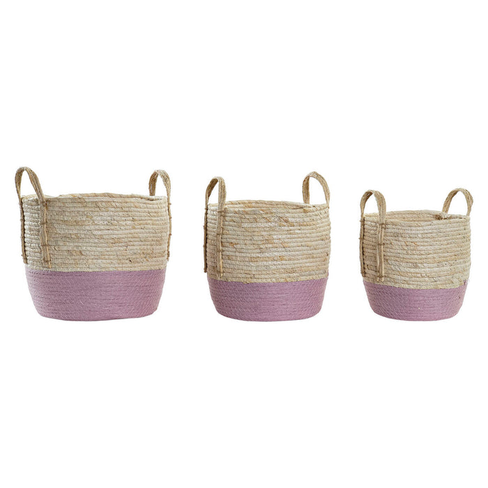 Set de Coșuri DKD Home Decor Въже Fibră naturală (3 Piese) (30 x 30 x 26 cm)