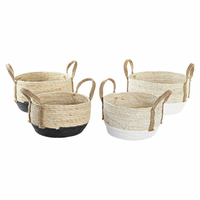 Set de Coșuri DKD Home Decor 33 x 33 x 20 cm Fibră naturală (2 Unități)