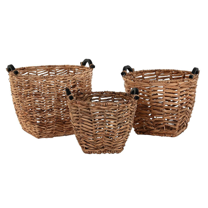 Set de Coșuri DKD Home Decor Lemn Colonial Fibră (46 x 46 x 40 cm)