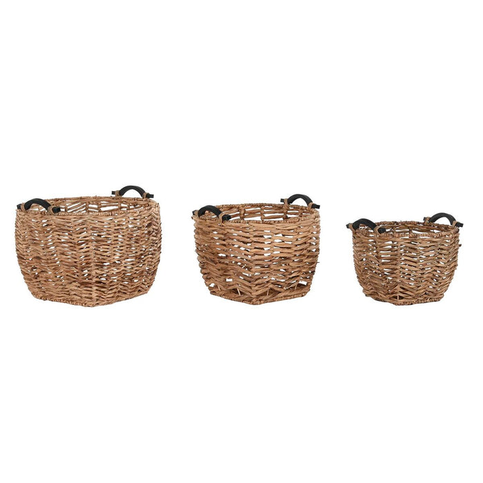 Set de Coșuri DKD Home Decor Lemn Colonial Fibră (46 x 46 x 40 cm)