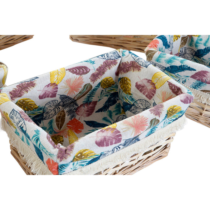 Set de Coșuri DKD Home Decor 49 x 40 x 22 cm Poliester răchită Boho (5 Unități)