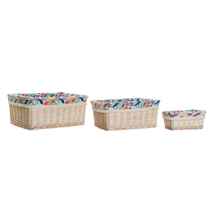 Set de Coșuri DKD Home Decor 49 x 40 x 22 cm Poliester răchită Boho (5 Unități)