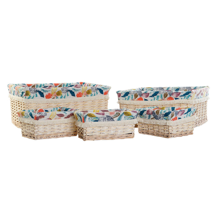 Set de Coșuri DKD Home Decor 49 x 40 x 22 cm Poliester răchită Boho (5 Unități)