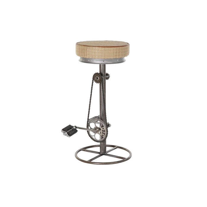 Taburet DKD Home Decor Argintiu Metal Maro Deschis Ratan (44 x 41 x 82 cm)