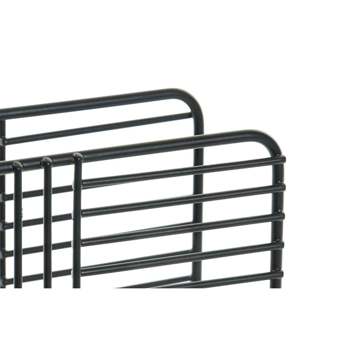 Suport pentru Șervețele DKD Home Decor Grilă Negru Metal 15,5 x 6,5 x 11,5 cm