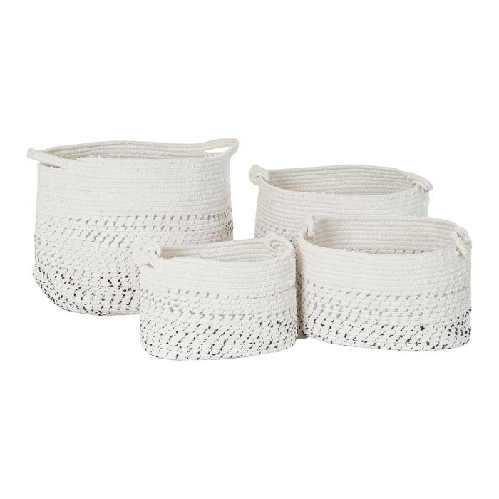 Set de Coșuri DKD Home Decor Alb Negru Boho 36 x 36 x 33 cm (4 Piese)