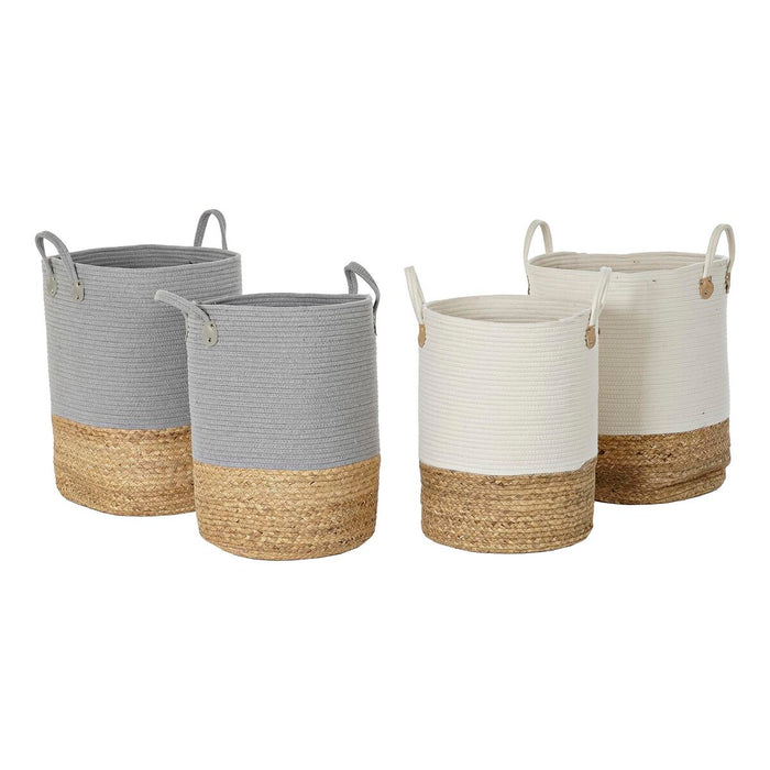 Set de Coșuri DKD Home Decor 40 x 40 x 52 cm Fibră naturală Boho (2 Unități)