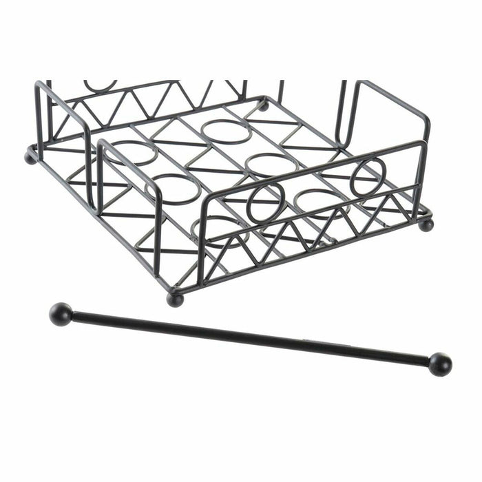 Suport pentru Șervețele DKD Home Decor Geometric Negru Metal 18 x 18 x 7 cm