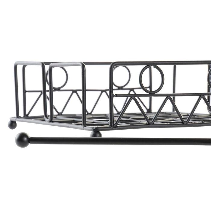 Suport pentru Șervețele DKD Home Decor Geometric Negru Metal 18 x 18 x 7 cm
