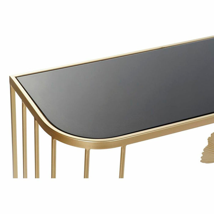 Consolă DKD Home Decor Geam Auriu* Metal Tropical Frunza a unei plante (80 x 32,7 x 79,6 cm) (2 Unități)