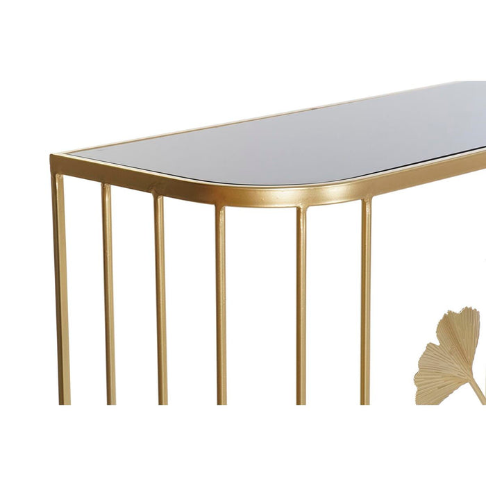 Consolă DKD Home Decor Geam Auriu* Metal Tropical Frunza a unei plante (80 x 32,7 x 79,6 cm) (2 Unități)