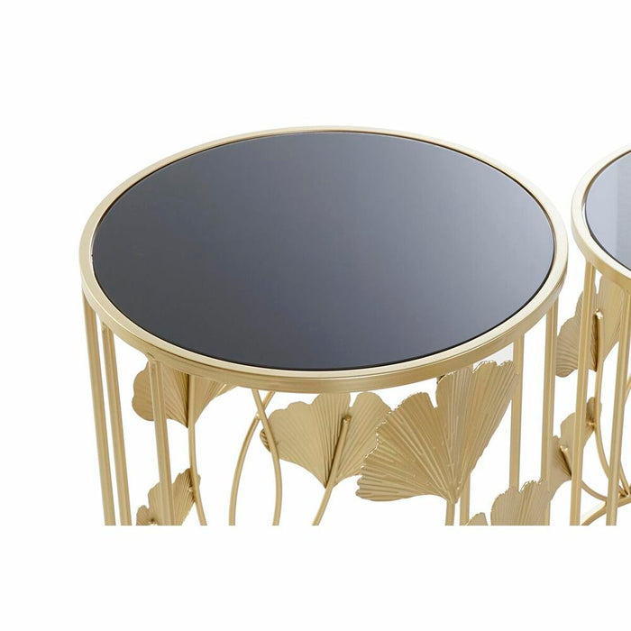 Set de 2 Măsuțe DKD Home Decor Auriu* Metal Geam 41,5 x 41,5 x 55 cm