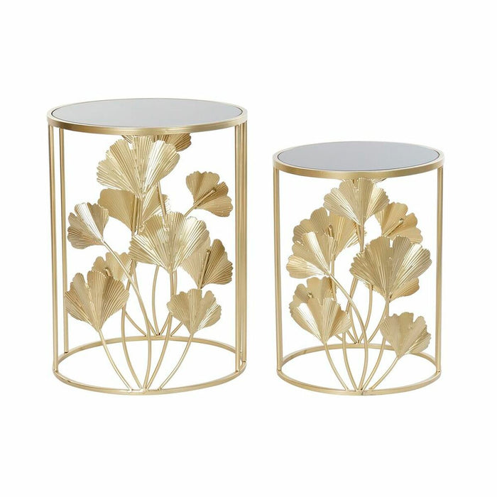 Set de 2 Măsuțe DKD Home Decor Auriu* Metal Geam 41,5 x 41,5 x 55 cm