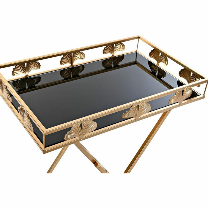Masa laterală DKD Home Decor Geam Auriu* Metal Tropical Frunza a unei plante (56 x 36 x 71 cm)