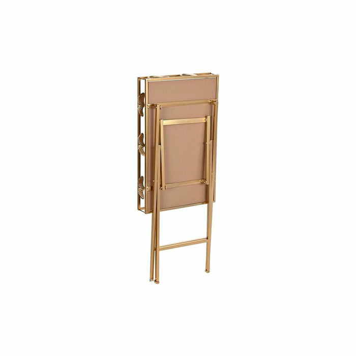 Masa laterală DKD Home Decor Geam Auriu* Metal Tropical Frunza a unei plante (56 x 36 x 71 cm)
