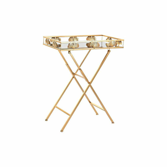 Masa laterală DKD Home Decor Geam Auriu* Metal Tropical Frunza a unei plante (56 x 36 x 71 cm)