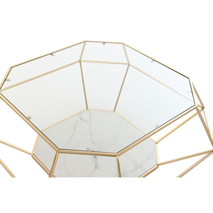 Masa de Cafea DKD Home Decor Glamour Auriu* Metal Geam 100 x 100 x 41 cm