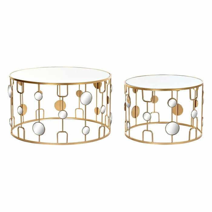 Set de 2 Măsuțe DKD Home Decor Oglindă Auriu* Metal (80 x 80 x 45 cm) (2 pcs)