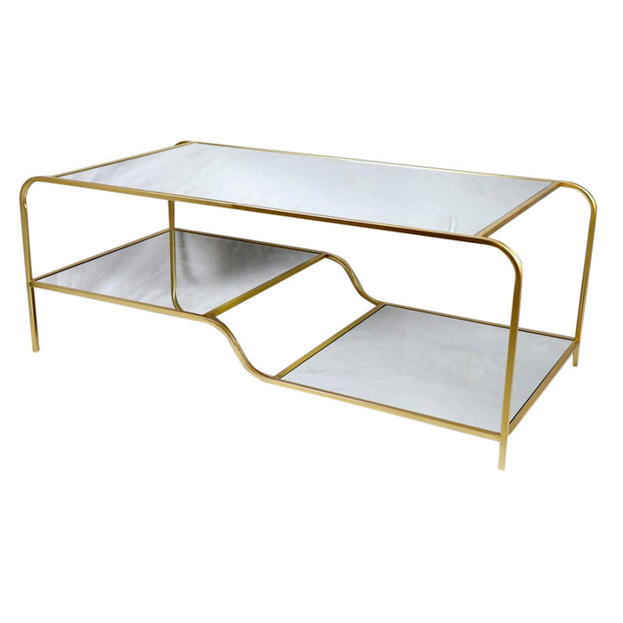 Masa de Cafea DKD Home Decor Glamour Auriu* Metal Oglindă 120 x 60 x 45 cm