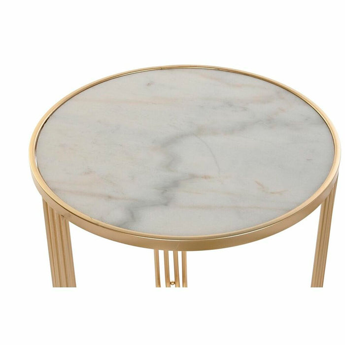 Set de 2 mese DKD Home Decor Alb Auriu* 47,5 x 47,5 x 56 cm