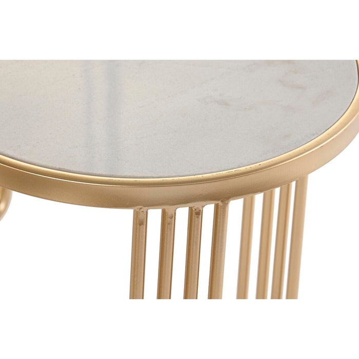 Set de 2 mese DKD Home Decor Alb Auriu* 47,5 x 47,5 x 56 cm