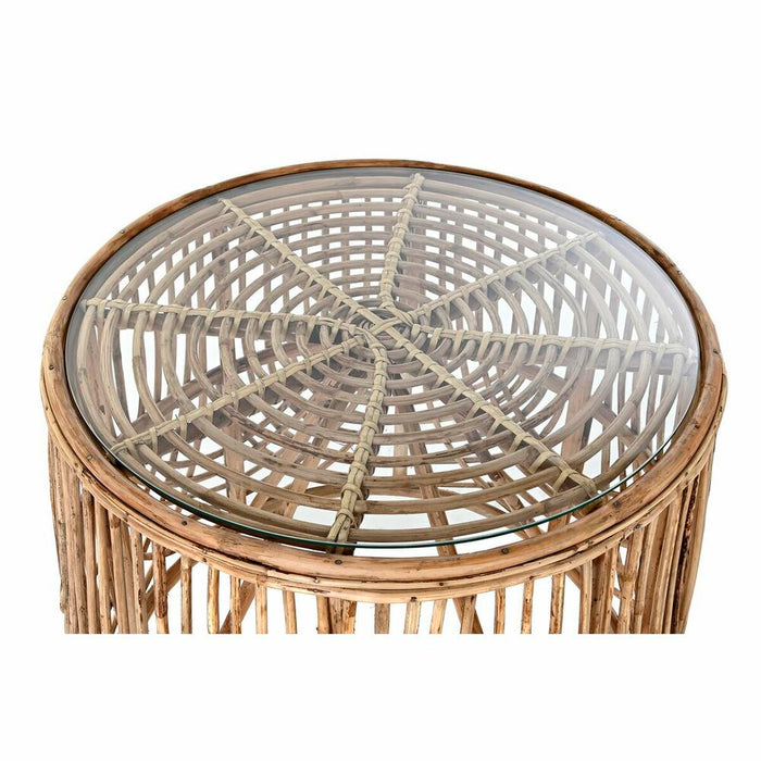 Masa de Cafea DKD Home Decor Natural Geam Ratan (60 x 60 x 49 cm)