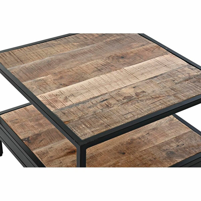Masa laterală DKD Home Decor Maro Negru Metal Lemn de mango 60 x 60 x 46 cm
