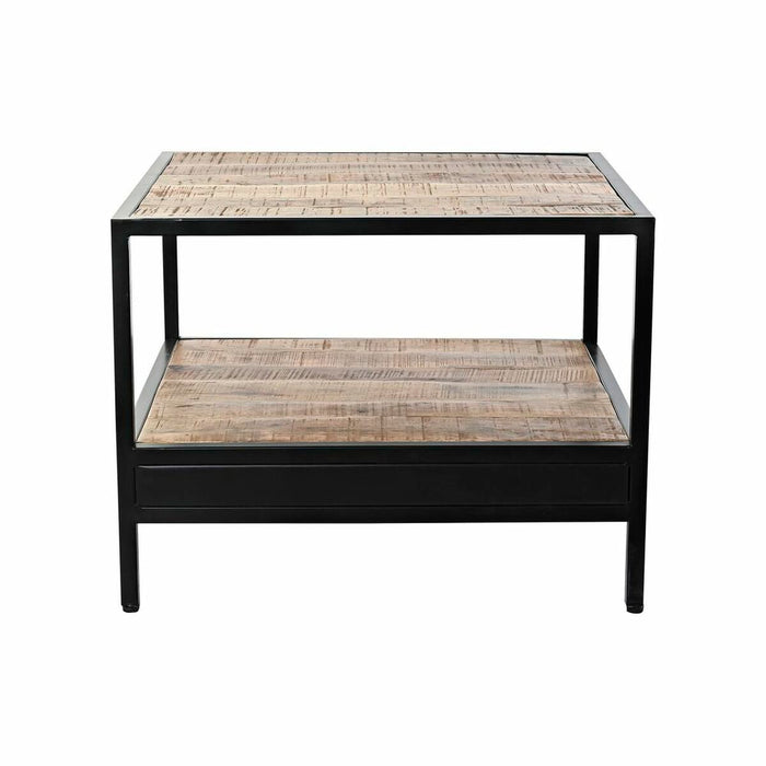 Masa laterală DKD Home Decor Maro Negru Metal Lemn de mango 60 x 60 x 46 cm
