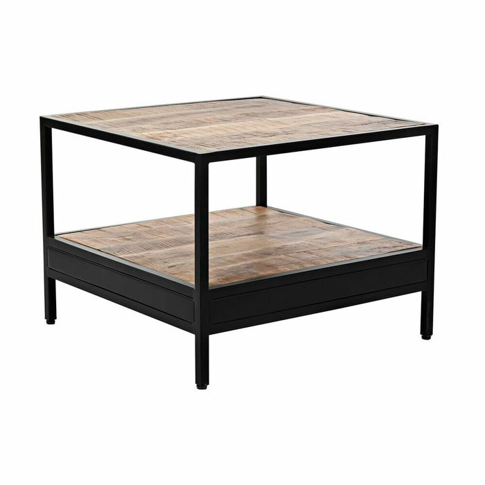 Masa laterală DKD Home Decor Maro Negru Metal Lemn de mango 60 x 60 x 46 cm