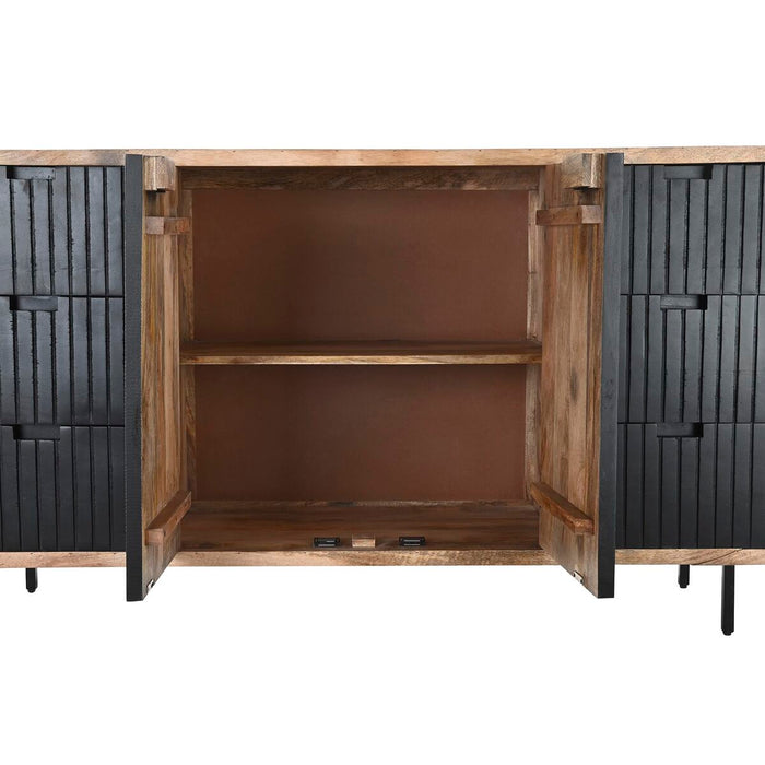 Servantă DKD Home Decor Natural Negru Metal Lemn de mango (160 x 40 x 90 cm)