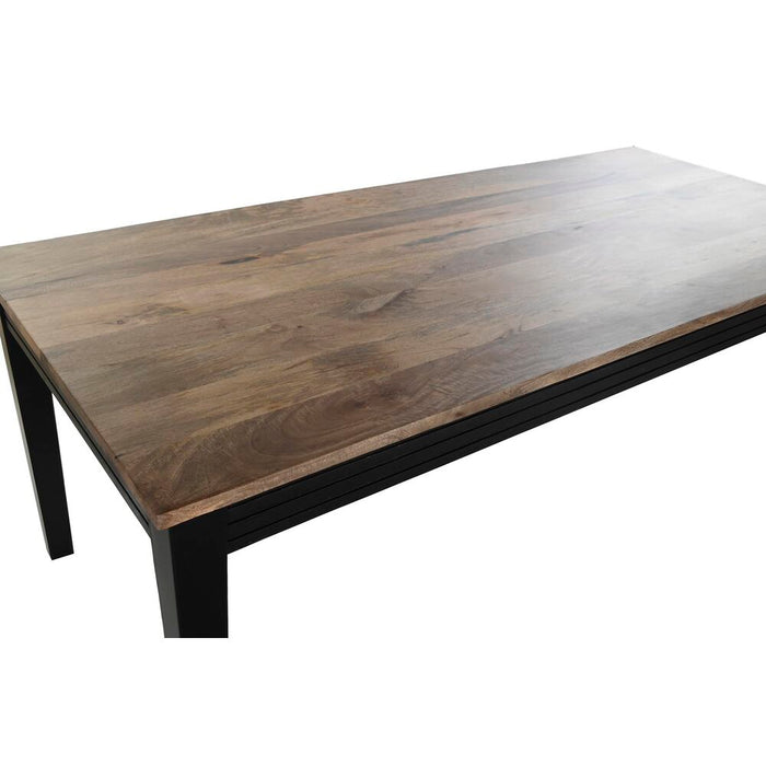 Masă de Sufragerie DKD Home Decor Natural Negru Metal Lemn de mango (200 x 90 x 75 cm)