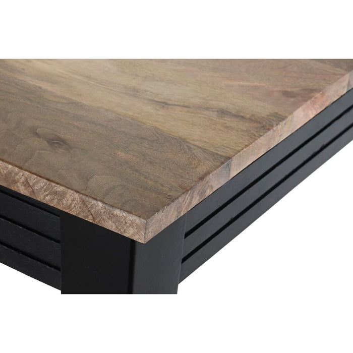 Masă de Sufragerie DKD Home Decor Natural Negru Metal Lemn de mango (200 x 90 x 75 cm)