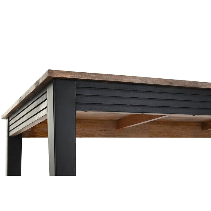Masă de Sufragerie DKD Home Decor Natural Negru Metal Lemn de mango (200 x 90 x 75 cm)